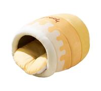 Cama para Gato con Forma de Cueva en Tarro Nido Acogedor Felpa para Gatos Y Perros Pequeña Casa Cálida Adecuada para Mascotas Pequeñ, S Yellow