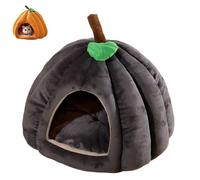 Cama para gatos calabaza, 2025 Cute Pumpkin Shape Cat Cave, cálida casa para mascotas con cojín lavable extraíble, nido de calabaza para gatos de interior y perros pequeños (gris oscuro, L)