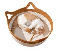 Cama para gatos - Cama para perros, cama tejida a mano, tabla rascador para gatos con orejas dulces, hamaca tejida a mano, nido plegable con divertido balón de gato, lavable y transpirable