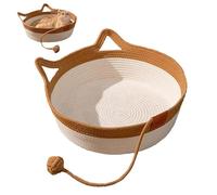 Cama para Gatos - Cama para Perros, Cama Tejida a Mano, Tabla rascador para Gatos con Orejas Dulces, Hamaca Tejida a Mano, Plegable con Divertido balón de Gato, Lavable y Transpirable