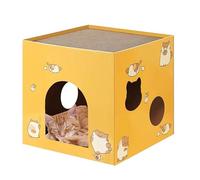 Cama para gatos, casa de cartón para gatos con almohadillas para rascar, rascador cuadrado | Deje que su gato el tigre, el juguete doble con sacudidas para gatos para relajarse, para relajarse,