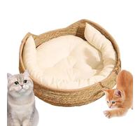 Cama para Gatos - Cesta Tejida para Gatos con cojín y Almohada | de Dormir para Mascotas, Cuerda de algodón Suave para Gatos, Perros y Cachorros, Muebles para Mascotas Coźy para Todas