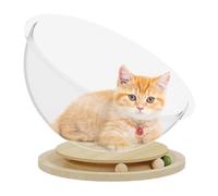 Cama para gatos con bola de hierba gatera, cama para gatos de interior con base de madera, diseño de cuenco de 14.6 pulgadas para gatos de hasta 13 libras