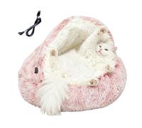Cama para gatos con calefacción por USB, diseño de caseta de terciopelo de cristal, cálida casa de gatitos para gatos, siesta nocturna, descanso durante el día, período de descanso, dormitorio, sala
