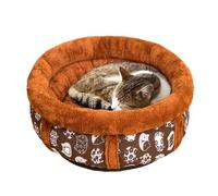 Cama para gatos con forma de dona para perros pequeños, camas redondas para gatos de interior, cueva, gatito, cachorro, cama ortopédica calmante para gatos, cojín elevado para sofá (marrón, 50 cm)