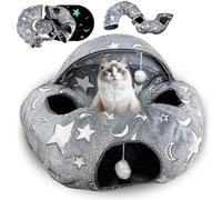 Cama para gatos con función luminosa, plegable, túnel de felpa, túnel para gatos con pelota, gran túnel para gatos, conejos o cachorros