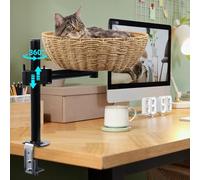 Cama para gatos con rotación de 360°, altura ajustable, sin agujeros, extra estable, uso máximo de espacio y superficie de trabajo clara, fácil montaje sin taladrar, para gatos de hasta 22 kg