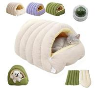 Cama para gatos Cozy Monster Cat House suave y cálida, nidos de doble uso para gatos y perros, cueva de gato con cojín extraíble, para gatos y perros pequeños (beige, M)