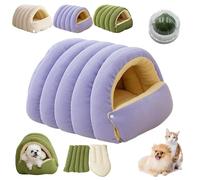 Cama para gatos Cozy Monster Cat House suave y cálida, nidos de gato y perro de doble uso, cueva de gato con cojín extraíble, para gatos y perros pequeños (púrpura, M)