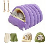 Cama para Gatos Cozy Monster, Cueva para Mascotas para Gatos de Interior, Casa Tienda Cama Suave y Cálida para Gatos con Cojín Extraíble y Lavable para Gatos y Perros Pequeños (Morado, M)
