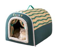Cama para gatos cubierta - Cama flexible para gatitos, camas para gatos con bloqueo de calor con asa, protección contra la humedad del suelo, camas de casa para gatitos, cachorros, mascotas pequeñas