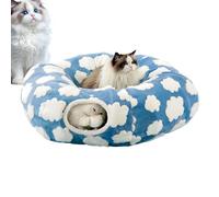 Cama para gatos de 33.8 x 10.25 pulgadas, de juego 2 en 1 con cojín, material de felpa lavable | de gato y túneles de juguete, accesorio interior para mascotas para gatitos, cachorros