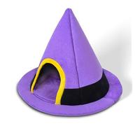 Cama para Gatos de Halloween con Forma de Sombrero de Bruja Cama para Gatos gótica con Fondo Antideslizante Casa para Perros pequeña Suave y cálida a Prueba de Viento para Mascotas de Interior 18.1x2
