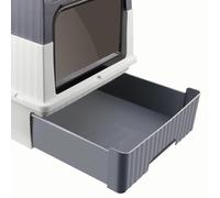 Cama para gatos de PP ecológica, antibacteriana, antisalpicaduras, fácil de limpiar (48 × 35 × 36 cm) (gris)