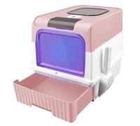 Cama para gatos de PP ecológica, antibacteriana, antisalpicaduras, fácil de limpiar (48 × 35 × 36 cm) (rosa)