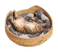 Cama para gatos - Diseño cómodo tejido, refugio de descanso suave, tapete de felpa, soporte de cojín de punto transpirable, cámara de relajación mejorada, para interiores, pasillo, esquina, cabina