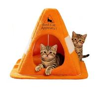 Cama para gatos, diseño de cono de tráfico para mascotas, suministros para mascotas con cojín extraíble, tienda de campaña para gatos con señal de advertencia, para gatitos, perros pequeños, conejos