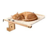 Cama para Gatos en Ventana | Percha con Estructura de Madera Maciza | con Cubierta Suave de Asiento para Gatos en Ventana - para Uso En Pared, Interior, Habitación, Apartamento Y Balcón