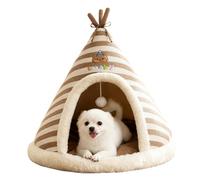 Cama para Gatos - Enclosed Teepee Warm Bed, Supersuave Cat Cave with Thick Padding | Red Indian Style Knitted Tent para Perros pequeños y, Cama para Mascotas para Interior y Exterior