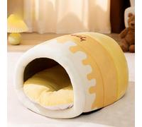 Cama para Gatos Honey Pot, Refugio para Gatos, Casa para Animales Pequeños Que Se Calienta Sola, Nido para Perros Tipo Condominio para Cachorros De Pomerania, Chihuahua Y Gatos,Amarillo,L