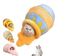 Cama para Gatos HoneyPot, Bonito Nido de Gato con Forma de Tarro de Miel, Diseño Extraíble y Lavable, Antideslizante, Entrada Grande, para Perros y Gatos Pequeños (Blue)