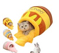 Cama para Gatos HoneyPot, Bonito Nido de Gato con Forma de Tarro de Miel, Diseño Extraíble y Lavable, Antideslizante, Entrada Grande, para Perros y Gatos Pequeños (Yellow)