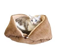 Cama para Gatos - Manta Plegable para Gatos | Cojín Transpirable 2 en 1 y escondite para Dormir | Lavable y cálida casa de Felpa Gruesa para Mascotas, Saco de Dormir de Pana para