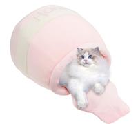 Cama para gatos, miel y cueva para invierno cálido, acogedora cama semiabierta con cojín extraíble, alta elasticidad y almacenamiento de calor, cama para gatos pequeños y razas (rosa)