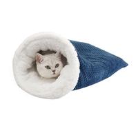 Cama para Gatos Navidad Cueva Acogedora de Invierno con Peluche Saco de Dormir Suave Nido para Gatos de Interior para Apartamento Regalo Navideño Cálido(Blue)