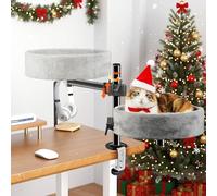 Cama para gatos para escritorio - Función giratoria 360° y altura ajustable, montaje sin taladrar, amplía el espacio de trabajo, casa ergonómica para gatos mantiene a tu gato cerca, para un escritorio