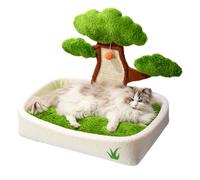 Cama para gatos: Pine Tree Potted Pet Cot for Indoor Comfort, Cozy Winter Warmth with Removable Washable Cushion, Cats House for Bedroom Living Room Play Area, Cotton and Wooden