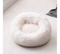 Cama para gatos redonda cómoda y calmante para gatos, cama calmante para perros, casa anti ansiedad para gato de forro polar malvavisco cama de gato Cushion-creamy-white, OD 50 cm, Federación Rusa