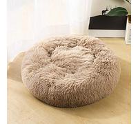 Cama para gatos redonda cómoda y calmante para gatos Cama calmante perro anti ansiedad casa para gato felpa malvavisco gato cama Cushion-marrón claro, OD 80 cm, Federación Rusa
