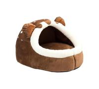 Cama para gatos semicerrada con capucha para mascotas con cojín desmontable | Cama de invierno para perros de dibujos animados para interiores, dormitorio, hotel, balcón, hogar, dormitorio, sala de estar