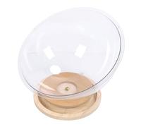 Cama para Gatos Space Capsule de Acrílico Transparente con Plataforma Giratoria de Madera, Juguete con Pista de Pelota de Hierba Gatera, Cama Elevada para Gatos Que Duermen y