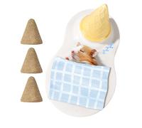Cama para hámster | Alfombrilla fresca de cerámica para hámster, juguetes masticables en forma de cono, almohadilla de dormir con palitos de dentición, suministros para mascotas para animales pequeños
