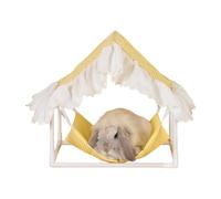 Cama para hámster - Hamster Hamster Hamster con marco | Bien ventilada | Patrón amarillo a cuadros | Para jaulas, recinto de hábitat, hogar, dormitorio, esquina mascotas para esconderse y descansar