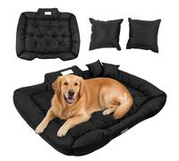 GreenBlue - Cama Ortopédica Impermeable para Perros Grandes de 115 x 95 cm, Negro, con Tapizado de Cordura, Parte Inferior Antideslizante, Lavable, Relleno de Silicona 10-12 cm, Incluye 2 Cojines