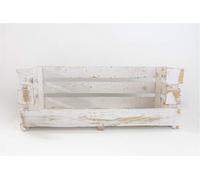 Cama para Mascotas Sam, Madera Blanco Vintage, Caja Grande Abierta, 80x30.5x25.5cm. Incluye Imán Personalizable de Regalo.