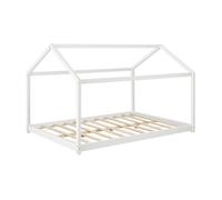 Cama para niños cerro en forma de casa madera pino 140 x 200 cm - blanco [en.casa]