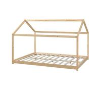 [en.casa] Cama para Niños Cerro en Forma de Casa Cama Montessori con Somier Estilo Infantil Aspecto Hogareño Carga máx. 140 kg Madera Pino 120 x 200 cm - Natural