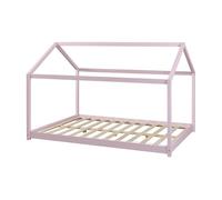 [en.casa] Cama para Niños Cerro en Forma de Casa Cama Montessori con Somier Estilo Infantil Aspecto Hogareño Carga máx. 140 kg Madera Pino 120 x 200 cm - Rosa