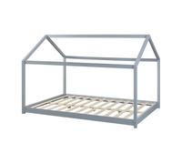 Cama para niños cerro en forma de casa pino 140x200cm - gris [en.casa]