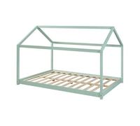 Cama para niños cerro en forma de casa pino 140x200cm - verde menta [en.casa]