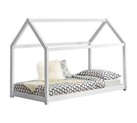 Cama para niños de Madera Pino 206x98x142cm Cama Infantil Forma de casa Blanco Mate