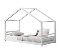 Cama para niños de Pino 200 x 90 cm Cama Infantil Forma de casa Blanco Mate
