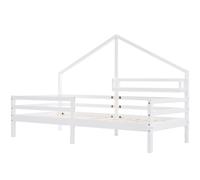 Cama para Niños en Forma de Casita con Librería Integrada en Estilo Nórdico 90x200 cm sin Colchón， Blanco