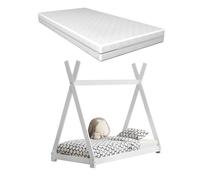 Cama para niños onejda con colchón pino 80 x 160 cm blanco [en.casa] [neu.haus]