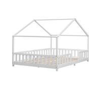 Cama para niños treviolo forma de casa pino 140x200 cm blanco mate [en.casa]
