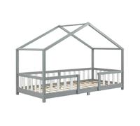 Cama para niños treviolo forma de casa pino 90x200 cm gris claro / blanco [en.casa]